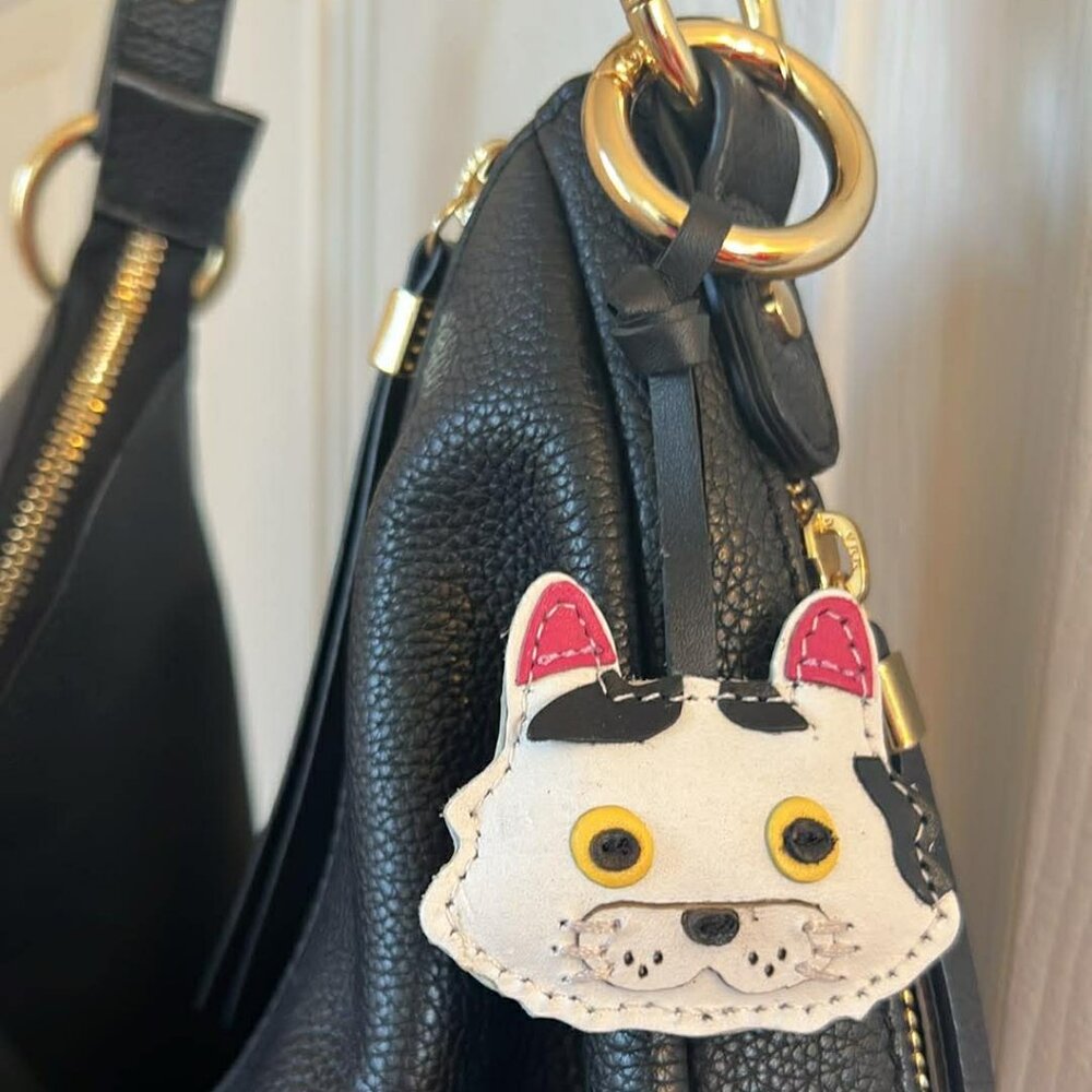 Hand Made Italian Leather Cat Bag Charm